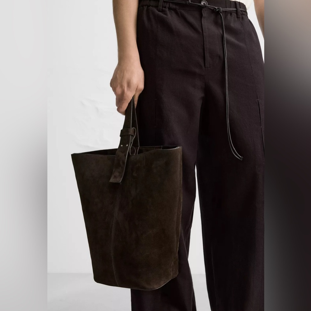 High-quality brown suede leather bag